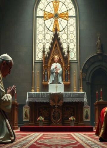 Kryzys posłuszeństwa w Kościele: Westen vs Kardynał Sarah John-Henry Westen i kardynał Sarah w tradycyjnym kościele katolickim, symbolizujący kryzys posłuszeństwa i jedności wiary