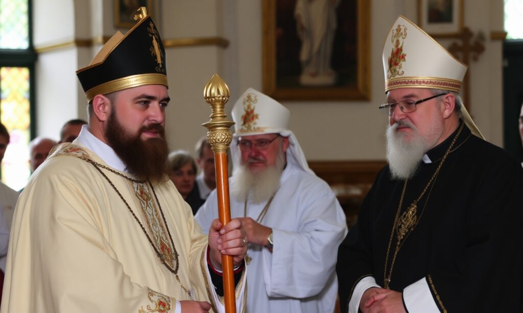 Ks. Wojciech Kućko wygłasza homilię przy grobie Jana Pawła II w bazylice św. Piotra