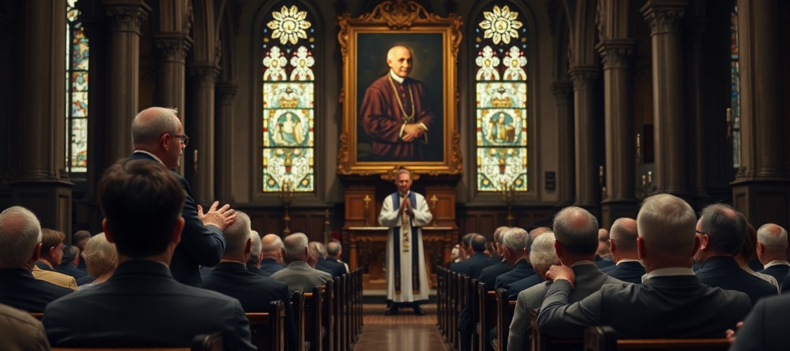 Wnętrze kościoła podczas mszy świętej z ks. Pawłem Ptasznikiem na ambonie