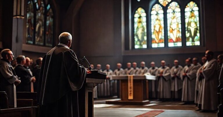Ks. prof. Krzysztof Pawlina na wykładzie w Kaliszu - scena duchowej apostazji w Koście.