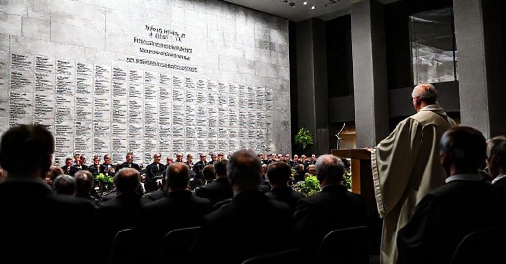 Ks. Alfred Wierzbicki podczas uroczystości "Jan Karski. Dziedzictwo pamięci" w Warszawie 2025