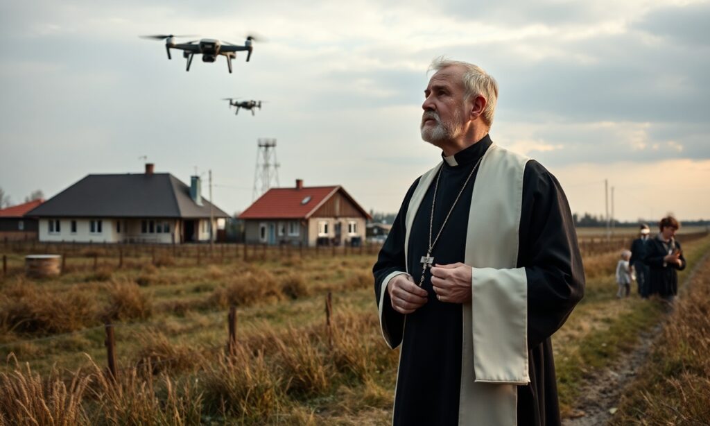 Ksiądz modli się nad Łotwą podczas incydentu z dronami