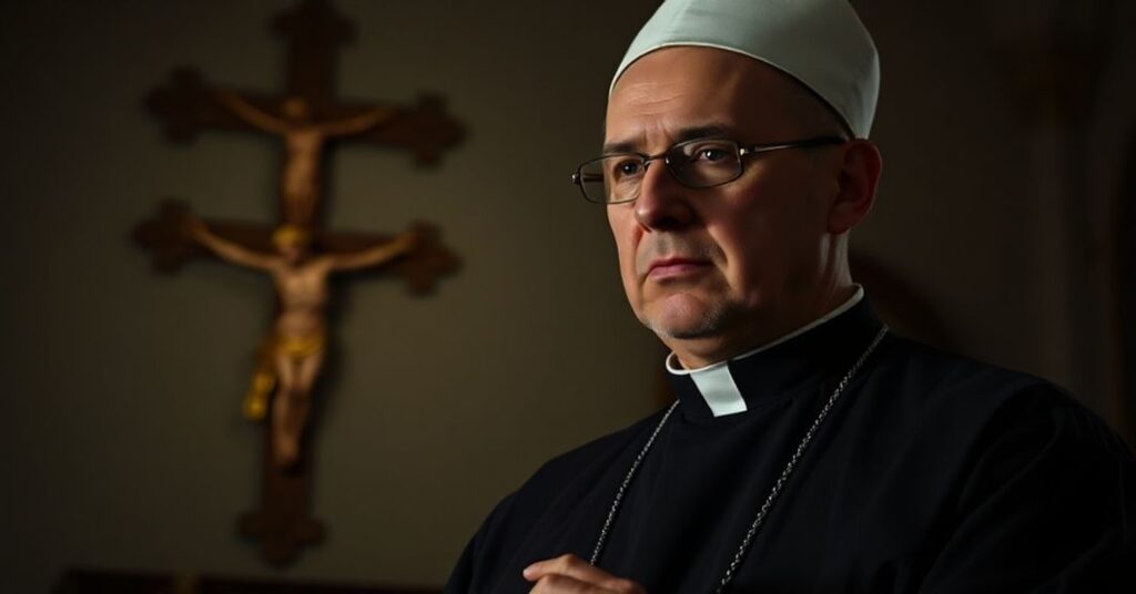 Sobór katolicki w tradycyjnym stroju modli się w cieniu apostazji