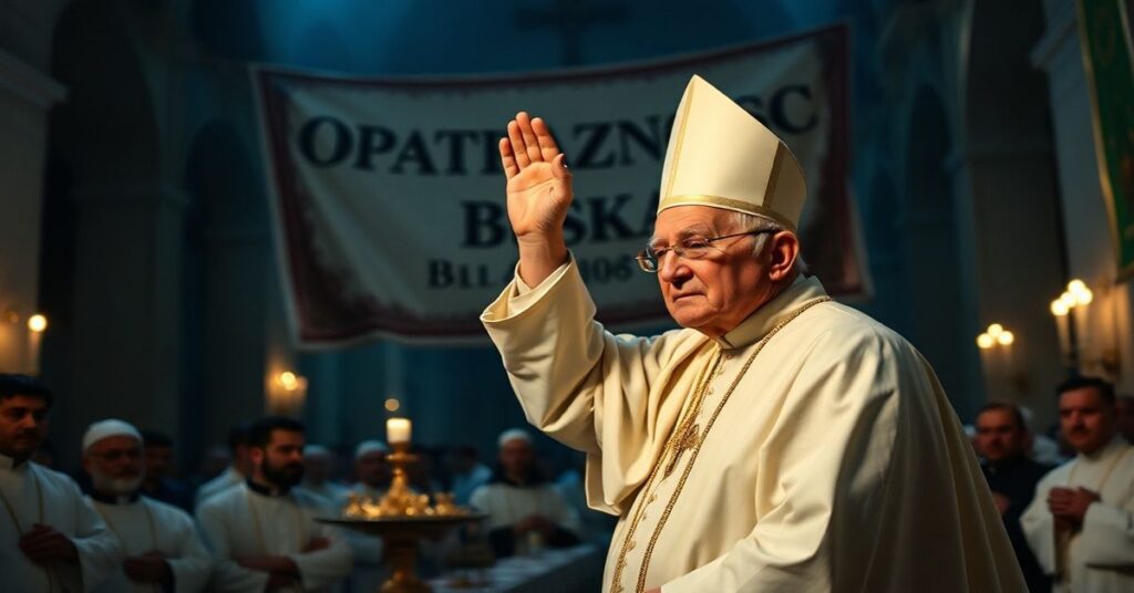 Uroczysty moment podczas fałszywej liturgii papieskiej w Bazylice św. Augustyna w Annabie, Algieria