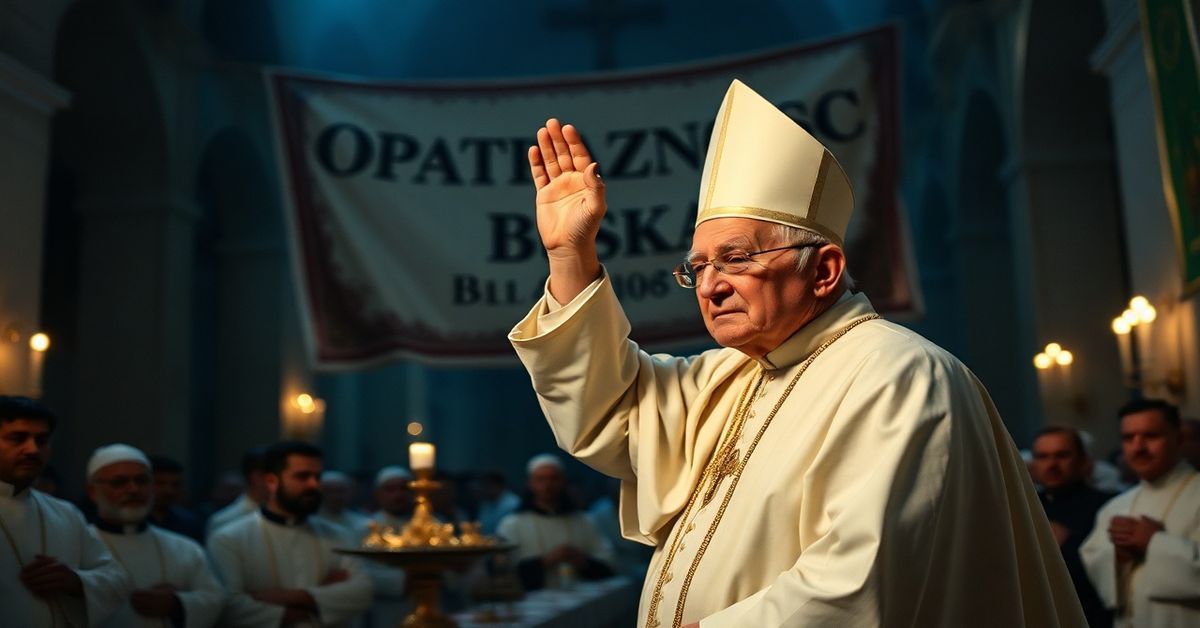 Uroczysty moment podczas fałszywej liturgii papieskiej w Bazylice św. Augustyna w Annabie, Algieria