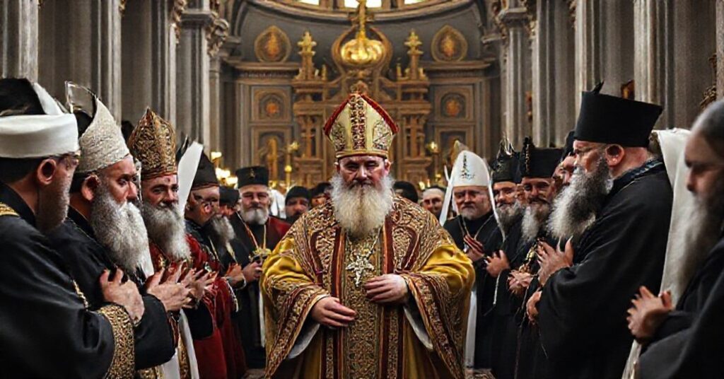 Leon XIV wraz z patriarchą Bartłomiejem I podczas ekumenicznej ceremonii w soborze św. Jerzego w Stambule