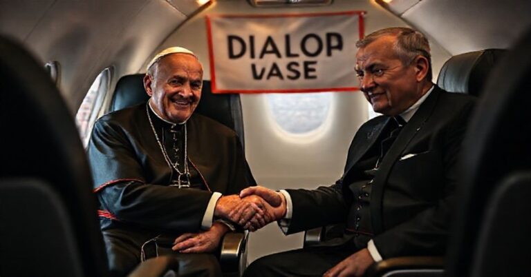 Prasa konferencja w samolocie z "papieżem" Leonem XIV i prezydentem Turcji Recepem Tayyipem Erdoğanem na tle Stambułu i Bejrutu