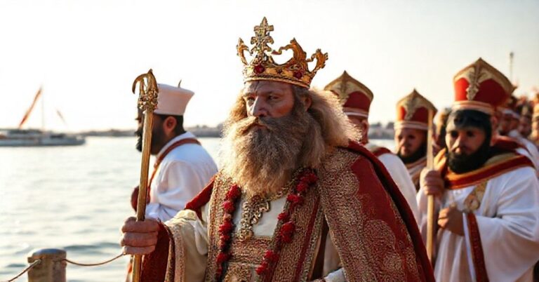 Portret Leona XIV podczas ekumenicznej ceremonii w Libanie.