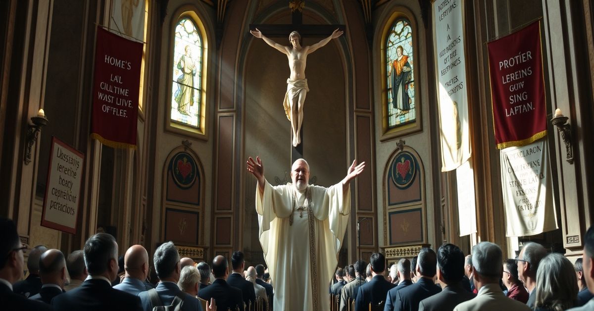 Leon XIV w Rzymie: Apostazja i herezja w parafii Najświętszego Serca Jezusa Leon XIV w rzymskiej parafii Najświętszego Serca Jezusa promujący heretycką "wolność" przeciwko Chrystusowi Królowi