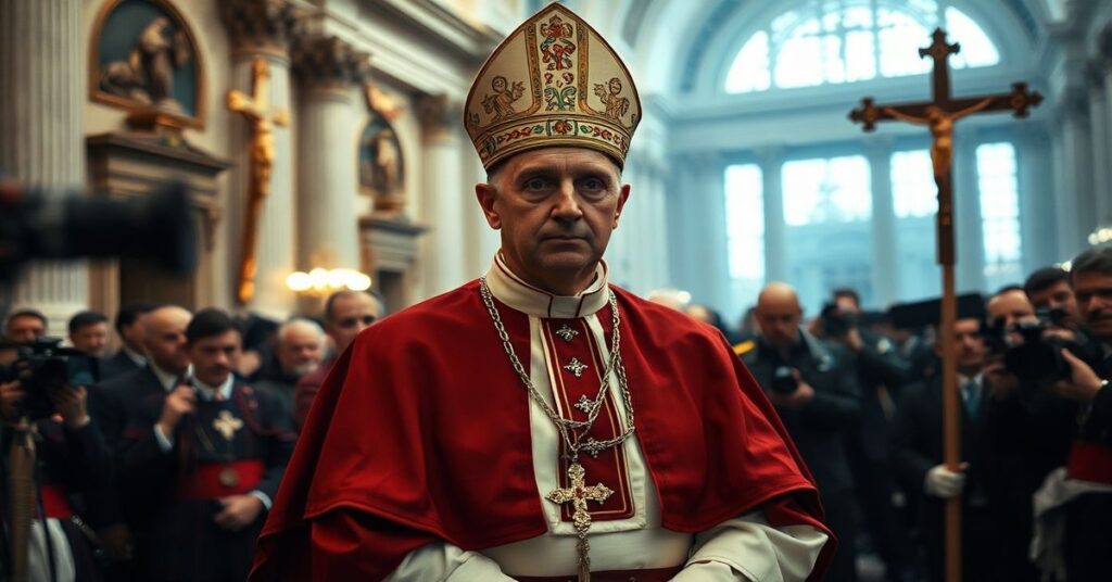 Somborny portret Leona XIV (Roberta Prevosta) w Watykanie otoczony chaosem modernistycznym.