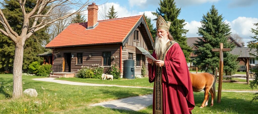 Leon XIV wygłasza homilię w Ogródku Oliwnym przed figurą Matki Bożej z Fatimy