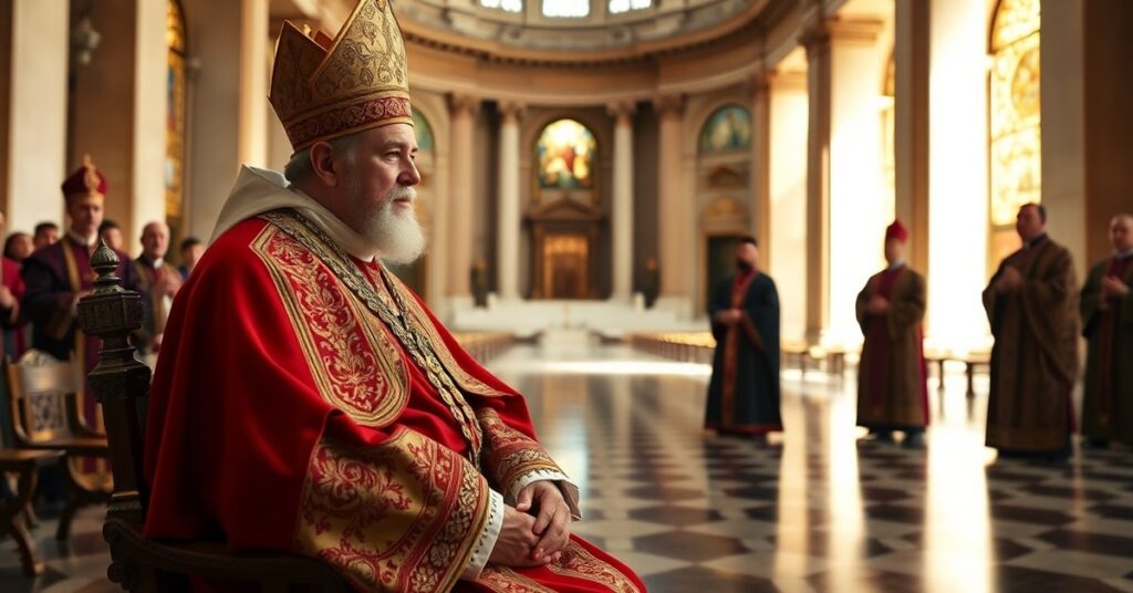Hierarcha Leon XIV przemawiający w pustej bazylice św. Piotra podczas audiencji dla Kościołów wschodnich - zdjęcie krytycznej analizy z sedevacantystycznej perspektywy