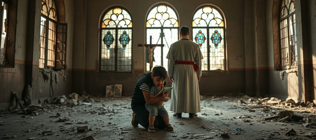 Zniszczona katolicka szkoła w Bejrucie – symbol odrzucenia Chrystusa Króla przez humanitaryzm posoborowy