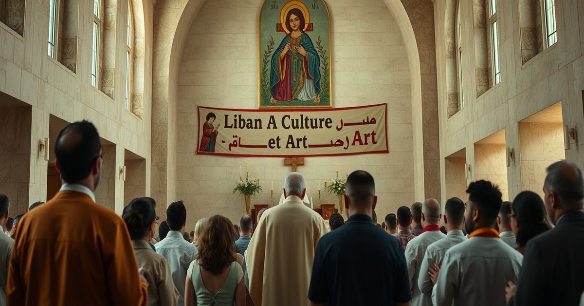 Zdjęcie przedstawiające próby ustanowienia rekordu Guinnessa przez śpiewanie kolęd w Libanie, ukazujące modernistyczne i ekumeniczne podejście do wiary.