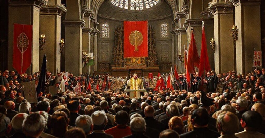 Zdjęcie przedstawiające fałszywy kongres marjański w Licheniu Starym w 2026 roku z udziałem modernistów i synkretyzmu religijnego.