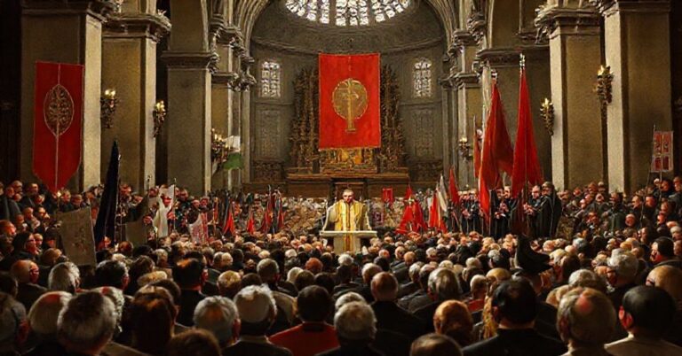 Zdjęcie przedstawiające fałszywy kongres marjański w Licheniu Starym w 2026 roku z udziałem modernistów i synkretyzmu religijnego.