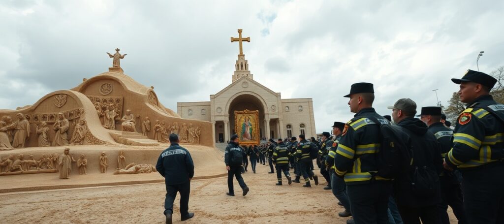 Bazylika licheńska podczas odpustu – spektakl piaskowy i procesja z koronowanym obrazem zamiast prawdziwej liturgii