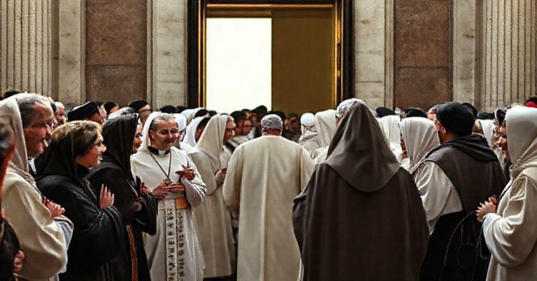 Grupa pielgrzymów z diecezji łowickiej podczas rzekomego jubileuszu w Rzymie, 2025