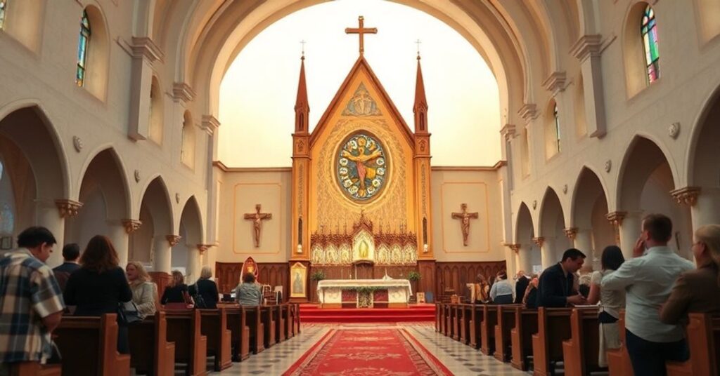 Magda Umer w modlitwie w opuszczonej kaplicy modernistycznej