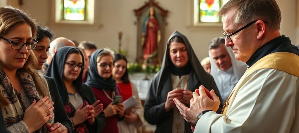 Obraz przedstawiający majówkę bez Chrystusa w centrum - tradycja katolicka pozbawiona głębi teologicznej.