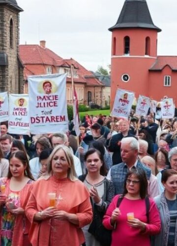 Marsz dla Życia i Rodziny w Drezdenku - Obrona świętości życia i rodziny Uroczysty marsz katolików w Drezdenku z hasłem 'Życie jest darem,' prowadzony przez Kanoników Regularnych Laterańskich pod przewodnictwem ks. Pawła Greń CRL.
