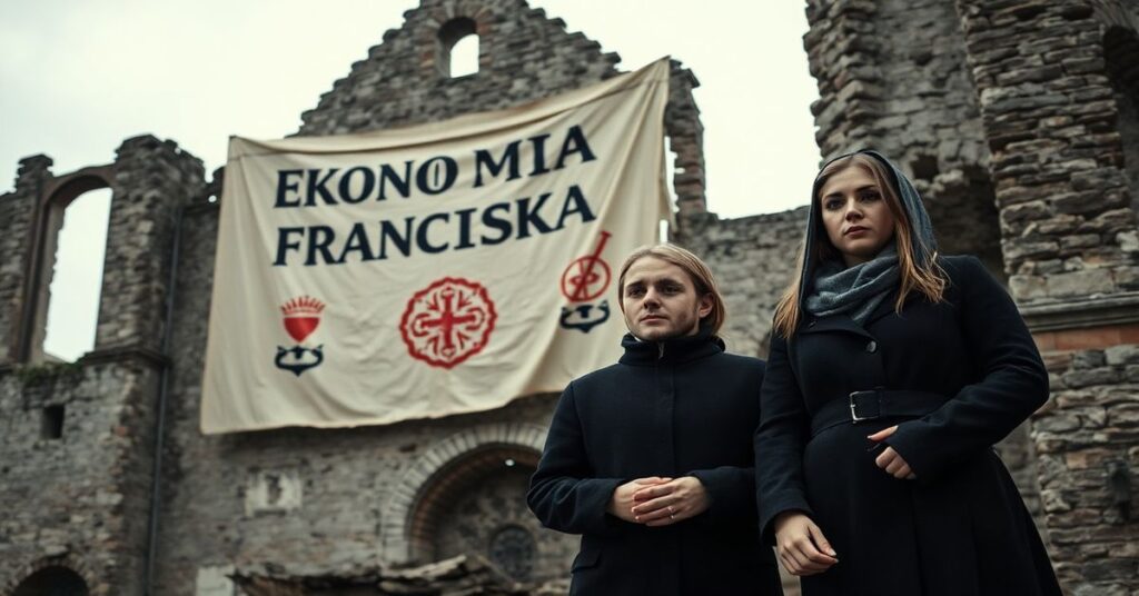 Mateusz Ciasnocha i Marja Virginia przed ruinami Castel Gandolfo - symbole odchylenia od wiary