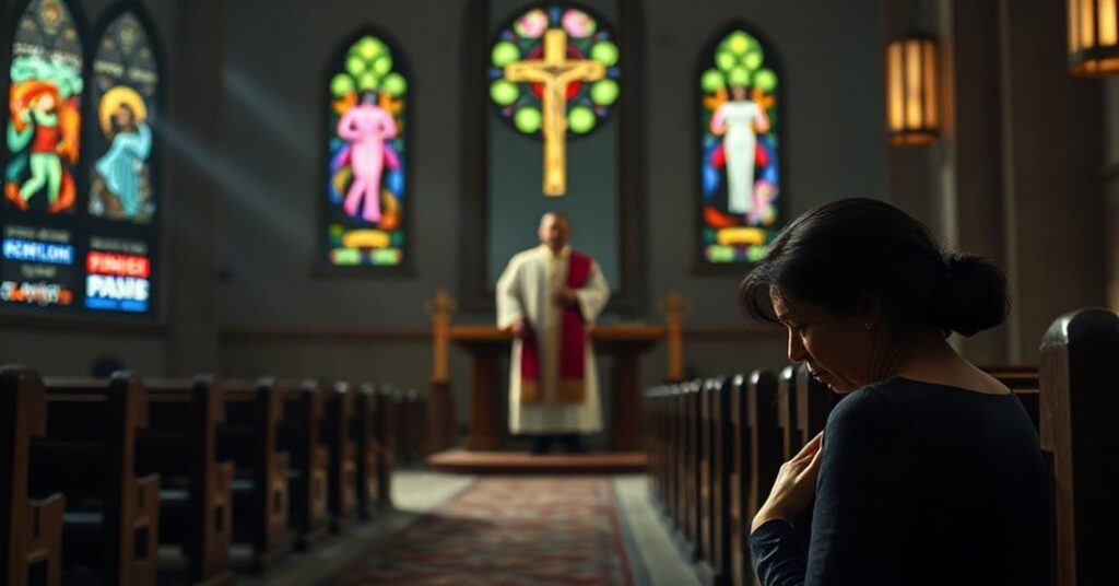Pokłon matki w kościele katolickim na tle miasta Hollywood charakteryzującego się chaosem płciowym