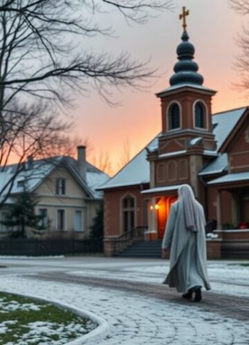Matka i noworodek - symbol życia i nadziei w katolickim kontekście Matka z noworodkiem w tradycyjnym kościele katolickim, symbol nadziei i szacunku dla życia nienarodzonego dziecka