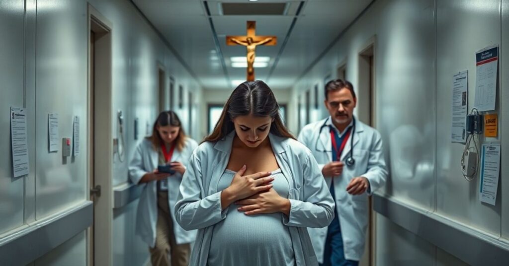 Matka w trudzie w technokratycznym szpitalu - kontrast między sakralnymi wartościami rodzicielstwa a świeckim podejściem medycyny