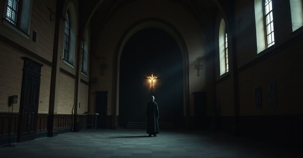 Obraz przedstawia budynek Mazowieckiego Instytutu Kultury przy ul. Elektoralnej 12 w Warszawie. Dawną kaplicę Szpitala Świętego Ducha przekształcono w sekularyzowaną przestrzeń kulturalną.