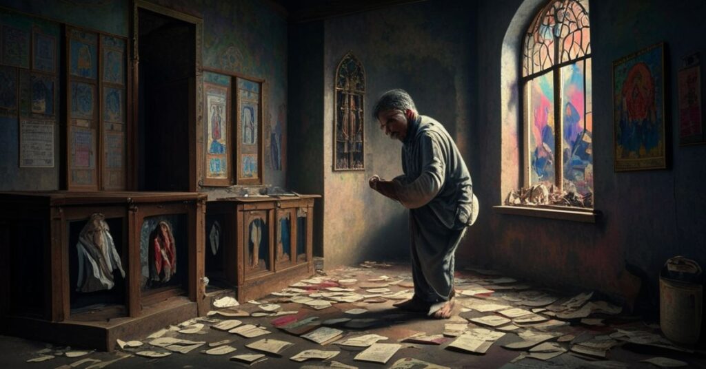 Wewnątrz pseudo-parafii "św. Józefa" w Jiutepec - rozbity sejtf i smętny ks. Tomasz Chlebowski