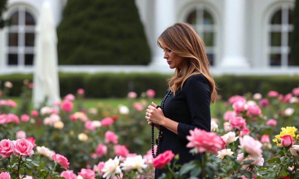 Melania Trump trzyma różaniec w Białym Domu