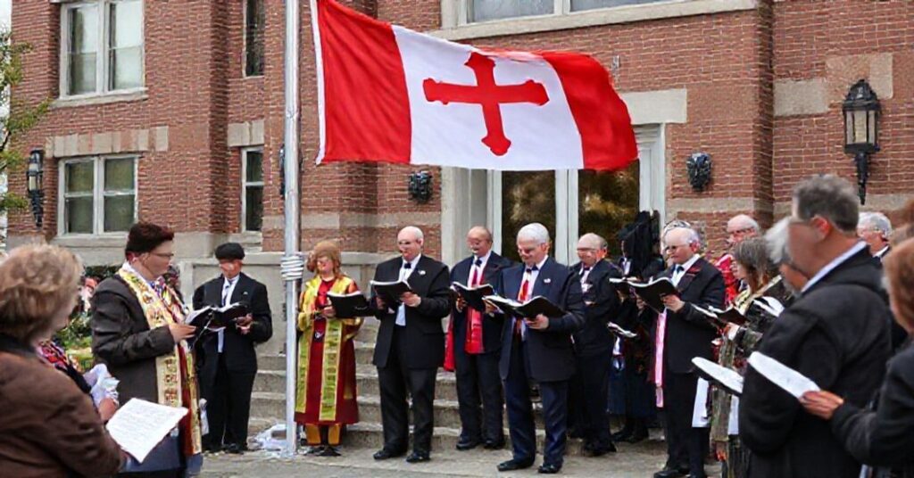 Celebracja Miesiąca Dziedzictwa Chrześcijańskiego w Mississauga z podniesieniem flagi przed ratuszem
