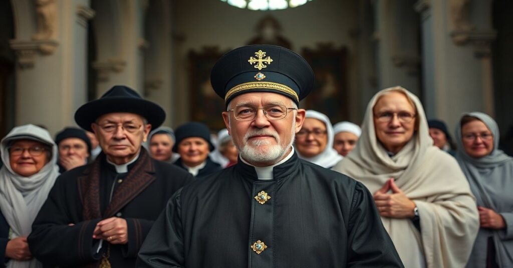 Siostra Katarzyna Zaremba nowa przełożona Misjonarek Chrystusa Króla przed starym neogotyckim kościołem w USA.