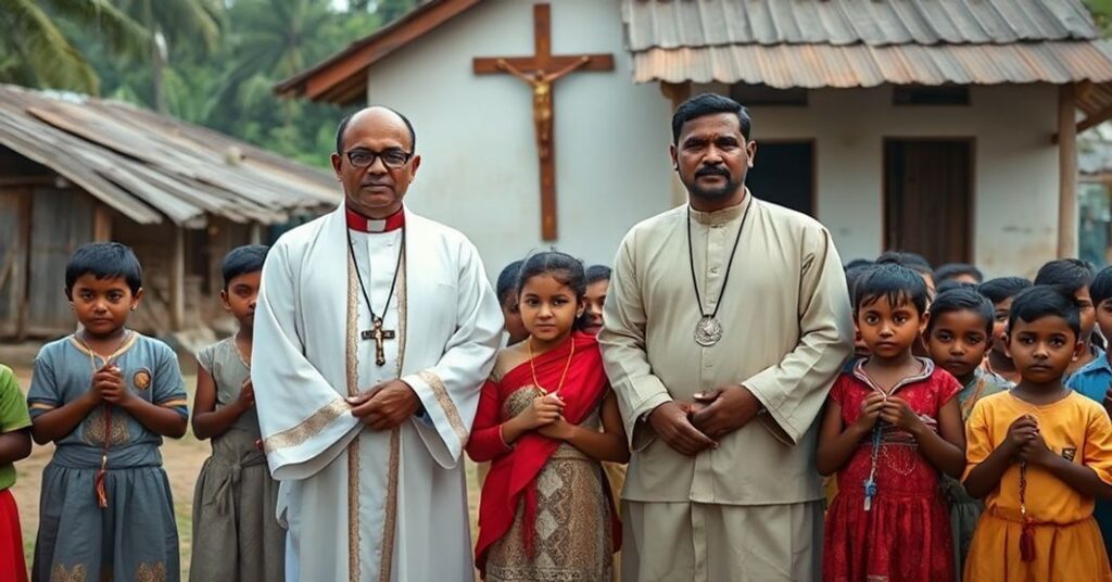Ks. Maciej Będziński i Chrismal Appuhami z grupą dzieci w Sri Lance - brak sakramentalnego wymiaru w misyjnej akcji