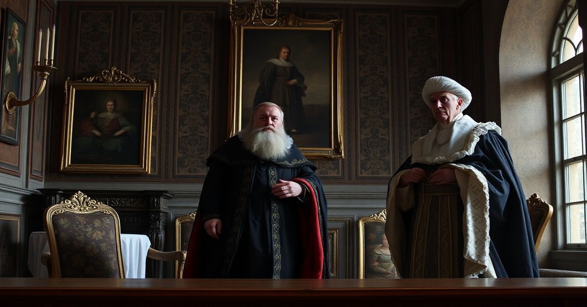 Realistyczne zdjęcie rzekomych 'święceń' w nowym rytu z 2015 roku, ukazujące Roberta Prevosta (Leona XIV) w stroju papieskim.