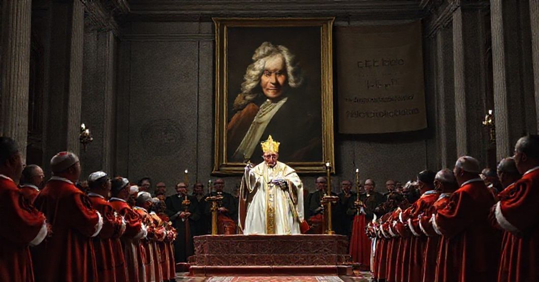 Solemne katolickie ceremoniale watykańskie w Kaplicy Sykstyńskiej z usurpatorem uznającym Johna Henry'ego Newmana za "Doktora Kościoła" w środowisku modernistycznym.