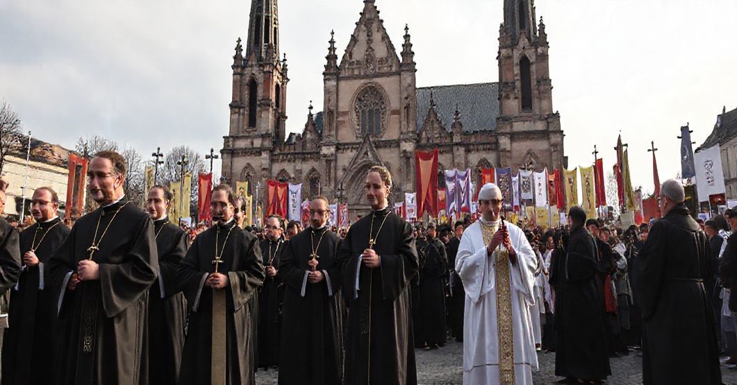 Tradycyjny katolicki protest przeciw modernistycznemu festiwalowi prolife na Ostrowie Tumskim we Wrocławiu