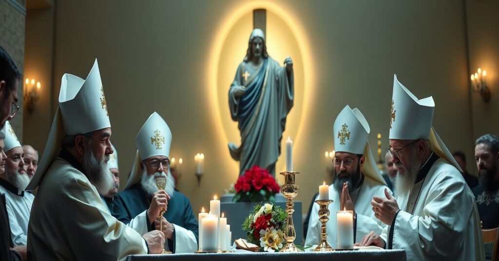 Zebranie modernistycznych "biskupów" w Drohiczynie podczas fałszywej mszy z sentymentalistyczną dewocją