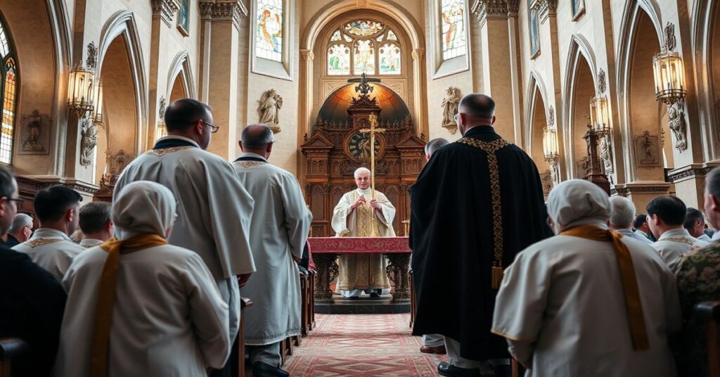 Obrzędy w Gorzowskiej katedrze z udziałem Tadeusza Lityńskiego i Pawła Sochy przedstawiające modernistyczne fałszerstwo neo-kapłaństwa.