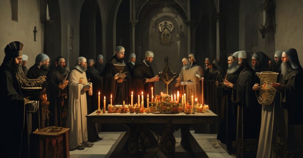 Zgromadzenie modernistycznych kleryków w Lisowicach podczas fałszywej mszy upamiętniającej Alfonsa Mańkę