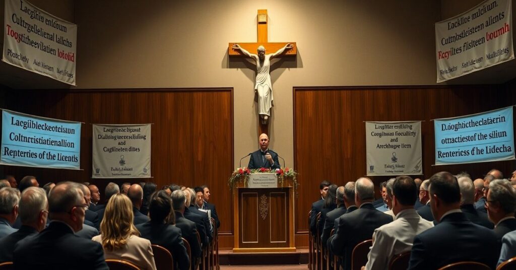 Scena z sympozjum katechetycznego promującego modernistyczną redukcję wiary do humanitaryzmu