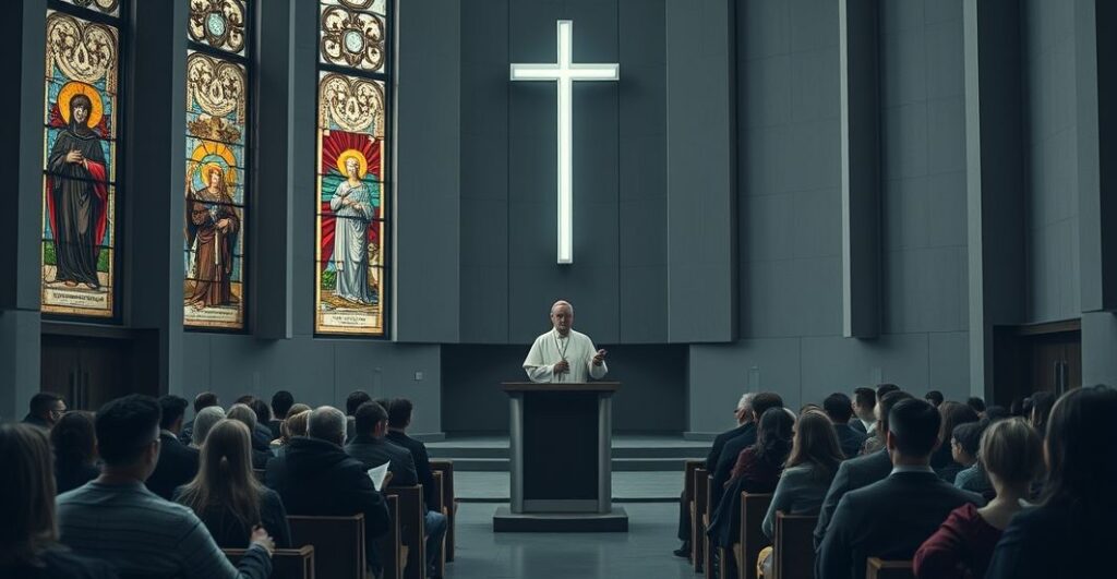 Sobór, biskup, modernizm, teologiczne błędy, tradycja katolicka, Instytut Kultury Chrześcijańskiej, herezja, sztuka sakralna, liturgia, katolicka formacja