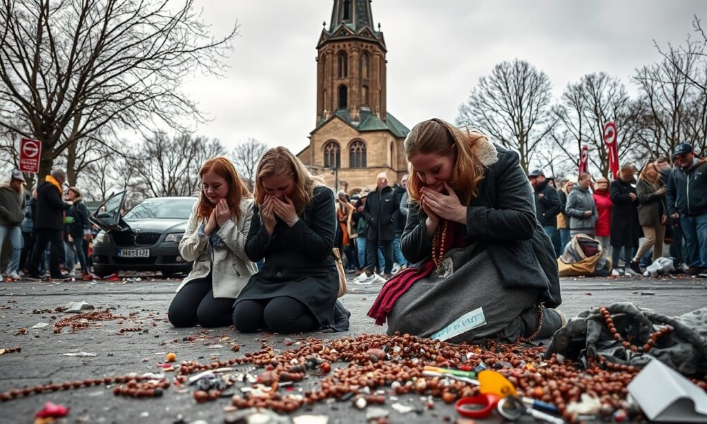 Rodzina katolicka modli się w Lipsku po tragedii z udziałem samochodu