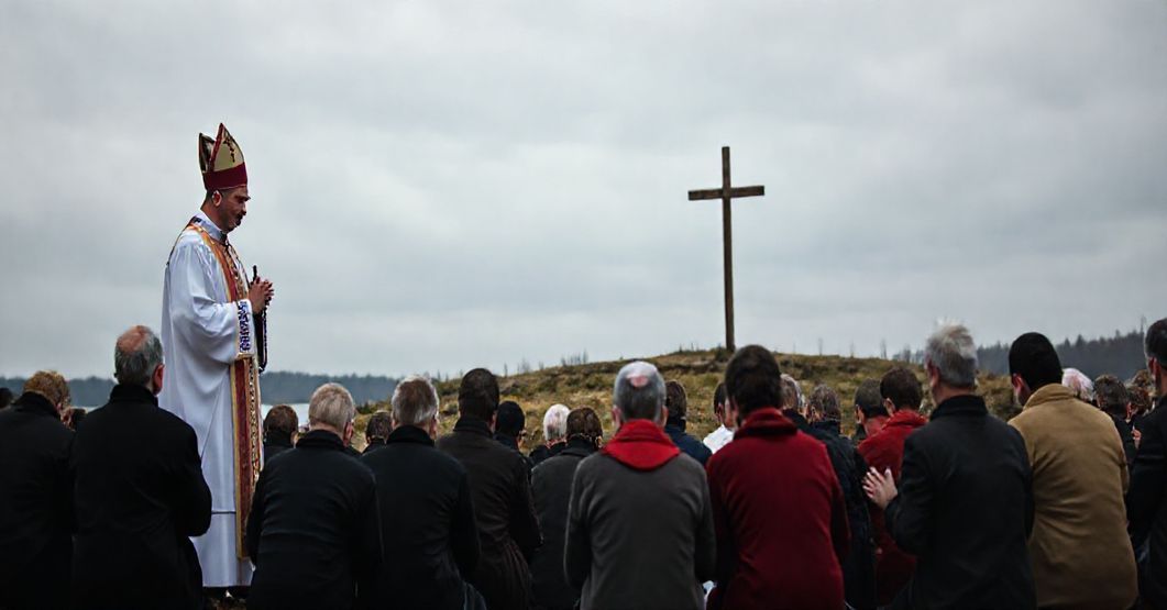 Uroczysta modlitwa katolicka na tamie we Włocławku ku czci ks. Jerzego Popiełuszki