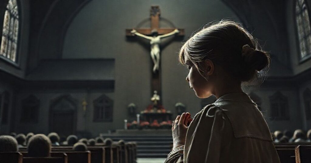 Polecany zdjęcie przedstawiające modlitwę i refleksję w tradycyjnym kościele katolickim na tle tragedii w Jeleniej Górze.