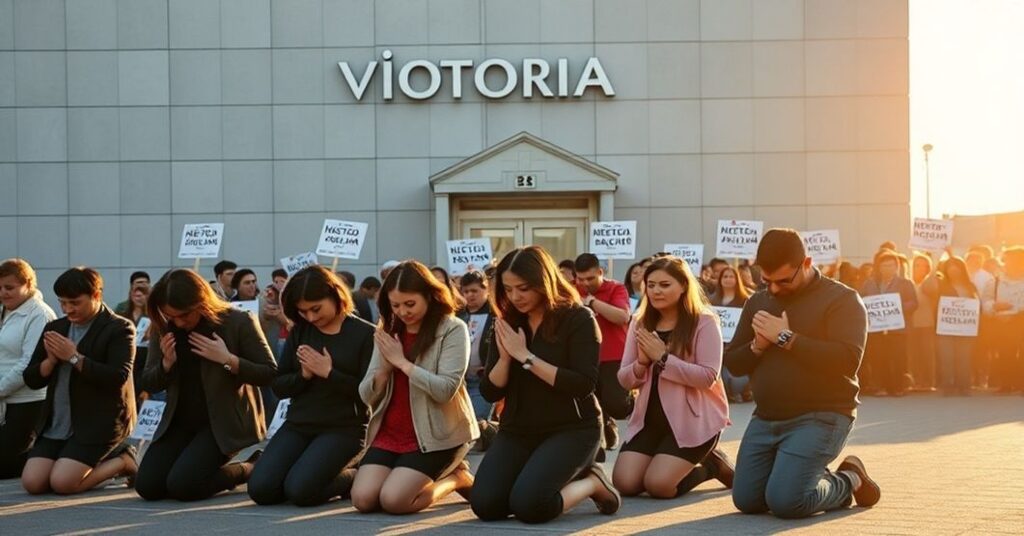 Grupa aktywistów pro-life modli się przed kliniką aborcji w Vitorii