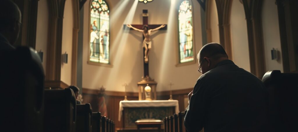 Wierny modli się w kościele św. Franciszka z Asyżu w Chicago po skandalu z księdzem Jose Moliną