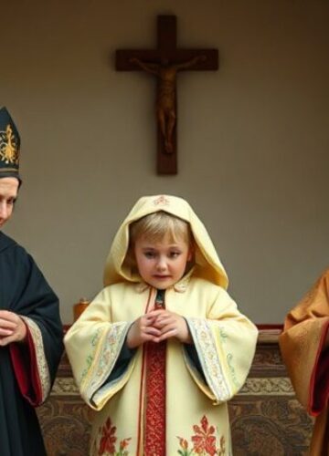 Modlitwa za chore dzieci w tradycyjnej katolickiej kaplicy Mężczyzna modli się za chorych dzieci cierpiących na dystrofię mięśniową Duchenne'a w tradycyjnej katolickiej kaplicy