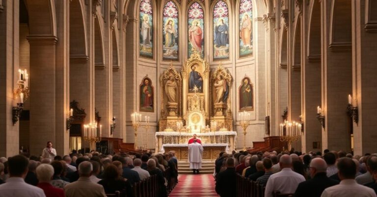 Prawdziwa katolicka msza z modlitwą za dusze czyśćcowe w tradycyjnym kościele